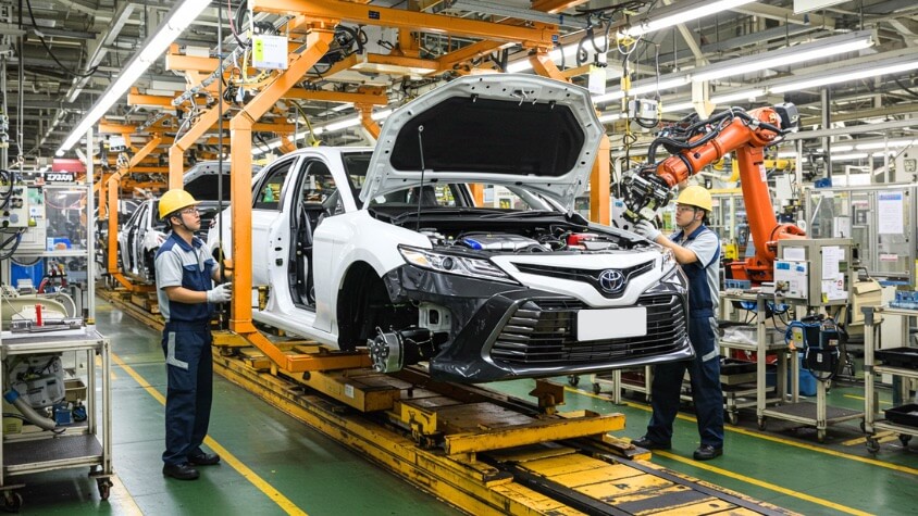 トヨタ自動車工場の組立工程