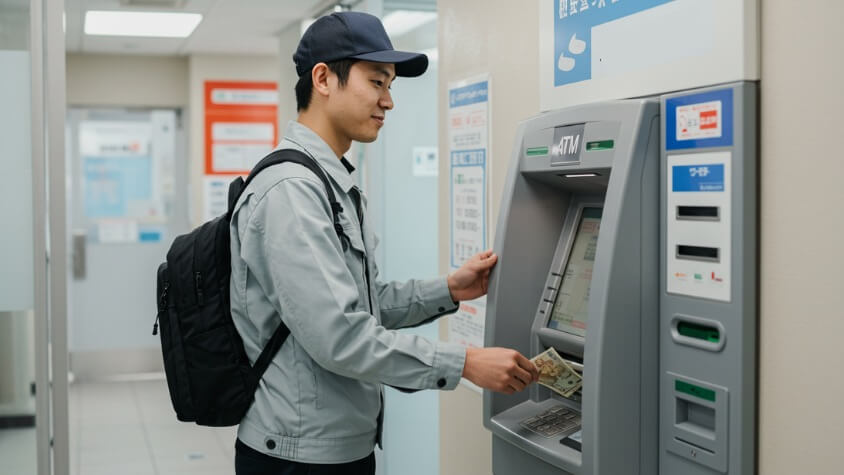 ATMで給料を引き出すトヨタ期間工員