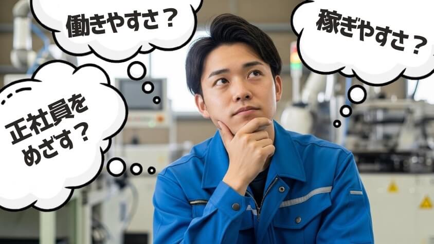 期間工の求人選びで悩む若者